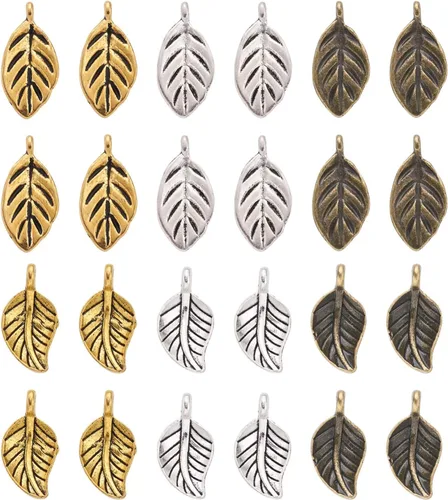 Craftdady Pendientes colgantes de elefante dorado con suerte - Dijes de Jesús en oro antiguo, peces, hojas budistas, ojos malvados, amuletos para