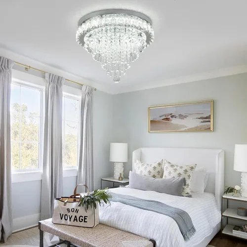 Vista 6 de CLAIRDAI - Lámpara de techo empotrada de cristal de 18.5 pulgadas, LED blanco frío