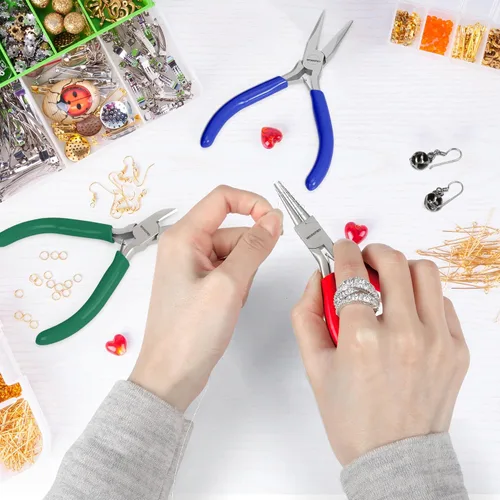 Vista 7 de WORKPRO Juego de Alicates para Joyería, Kit de Herramientas para Hacer Joyas de 3 Piezas - Alicates de Punta Fina/Alicates de Punta Plana, Alicates