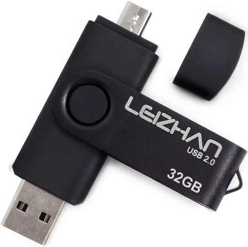 Vista 12 de Leizhan 32 GB OTG USB Flash Drive 64 gb128gb Pendrive de metal para teléfono inteligente Android Micro USB Pen Drive USB 2.0 para Samsung, Huawei