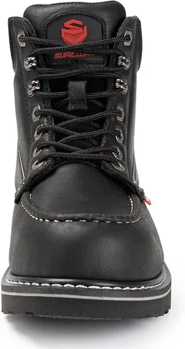 Vista 5 de SUREWAY Mens Heavy Duty Soft/Composite/Steel Toe Work Boots for Men-Comfortable,GoodyearWelt,Full Grain Leather,6 in Wedge Moc Toe Construction