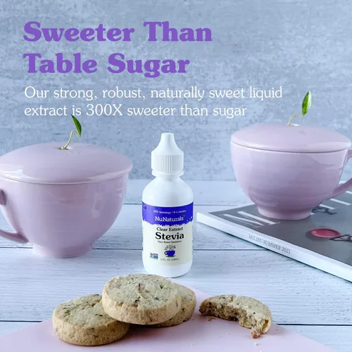 Vista 8 de NuNaturals Clear Extract Stevia, edulcorante a base de plantas, botella de plástico, 2 onzas