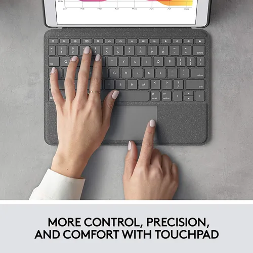 Vista 2 de Logitech Combo Touch - Funda con teclado para iPad Air (3ª generación) y iPad Pro de 10.5 pulgadas con trackpad, teclado inalámbrico y tecnología
