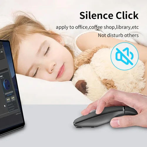 Vista 4 de Ratón de Viaje Bluetooth Arc - Modo Dual Inalámbrico BT y 2.4G, Recargable Delgado Giratorio Portátil, 3 DPI Ajustables, Ratón Óptico USB Silencioso