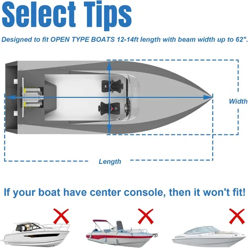 Vista 4 de SPORTYOUTH - Cubierta para barco, cubierta de barco remolcable de 3.6 m - 4.2 m impermeable de tela Oxford 210D anti-UV a prueba de polvo, apta