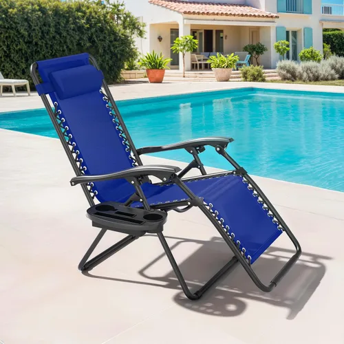 Vista 28 de Magshion Zero Gravity - Juego de 2 sillas reclinables para patio al aire libre con bandeja lateral, reclinables ajustables antigravedad