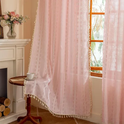 Vista 19 de Cortinas blancas de 96 pulgadas de largo, juego de 2 paneles de cortinas filtrantes de luz de piso a techo, cortinas de privacidad para sala