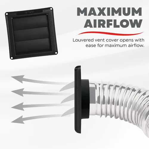 Vista 5 de Deflecto Supurr-Vent - Capucha con rejillas, color negro, 4 pulgadas de diámetro