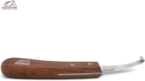 Vista 4 de Equine Care Cuchillo de pezuña para zurdos – Hoja de acero corta J2 afilada, herramienta profesional para recortar pezuñas de caballo, cabras