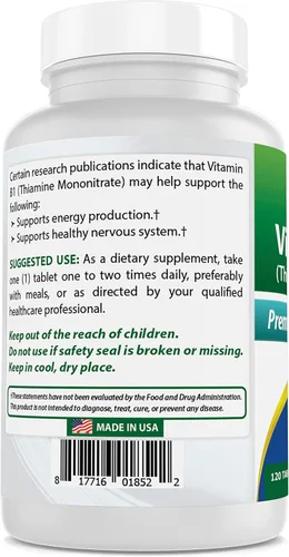 Vista 6 de Best Naturals Vitamina B1 como mononitrato de tiamina 500 mg y vitamina B2 (riboflavina) 400mg
