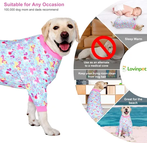 Vista 5 de LovinPet Pitbull - Pijama para perros, pijamas para mascotas, ropa para el cuidado de heridas y poscirugía, pijama ligera y elástica de Pitbull