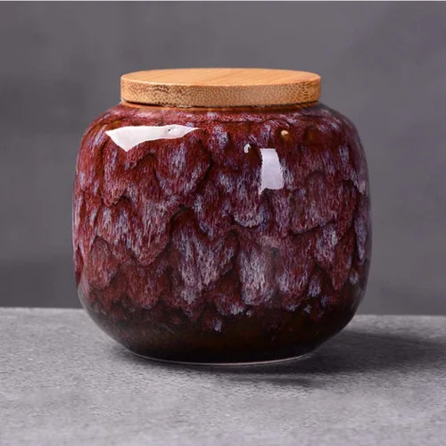 Vista 12 de YYW Ceramics - Contenedores de té para azúcar, recipientes de cereales, tarros de almacenamiento con tapa hermética de bambú para almacenamiento