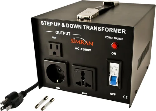 Vista 2 de Simran AC-100, transformador elevador/reductor de tensión 110 V/220 V