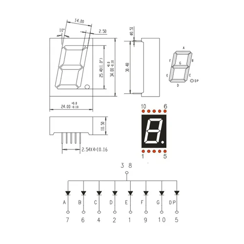Vista 6 de PATIKIL Tubo digital con pantalla LED, paquete de 5 módulos de 7 segmentos, 10 pines, 1 broca, 0.9 x 1.3 x 0.4 pulgadas, ánodo común de 3.3 V