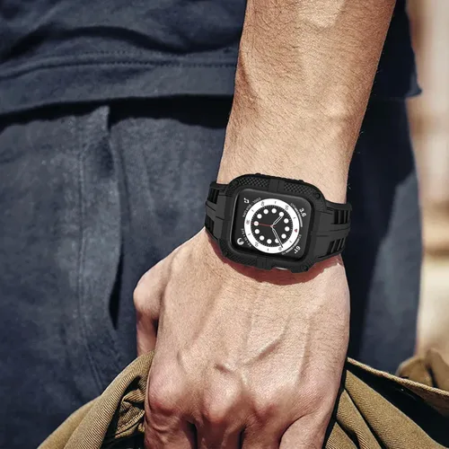 Vista 6 de T-ENGINE - Correa resistente para Apple Watch Series 9 de 45 mm, 44 mm, 42 mm, SE 9/8/7/6/5/4/3 para hombres, Negro, 41 mm/40 mm/38 mm, Deportes