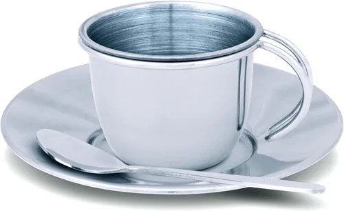 Vista 8 de Melissa & Doug Set de Té de Juguevo de Acero Inoxidable y Estantería de Almacenamiento para Niños (11 piezas)