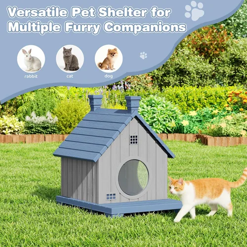 Vista 2 de Casa para gatos al aire libre, resistente a la intemperie, casas de resina duradera para gatos al aire libre e interiores, refugio para gatos al