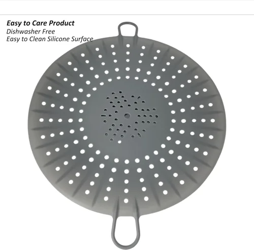 Vista 6 de Cesta de vapor de silicona hecha en Corea, tamaño de 10 pies, inserto de vapor de silicona para olla Diseño flexible (gris)