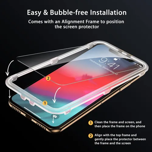 Vista 4 de UNBREAKcable Paquete de 2 protectores de pantalla para iPhone SE 2022 2020/8/7/6/6s, vidrio templado [marco de fácil instalación] [dureza 9H]