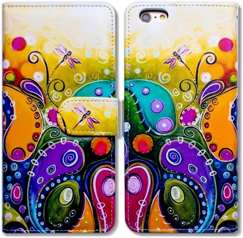 Bcov Bcov - Funda para iPod Touch 7/iPod Touch 6, diseño de libélula colorida funda de piel con tapa y función atril para iPod Touch 7/6/5