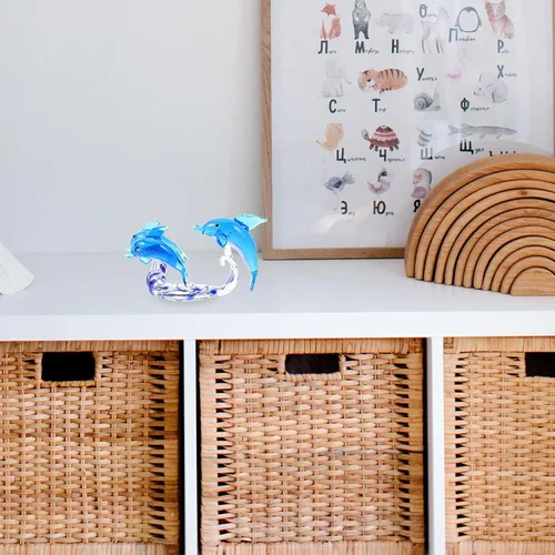 Vista 8 de BESPORTBLE Unique Glass Dolphin Figurine Cute Desktop Decor Compact Home Ornament Creative Tabletop Adorn for Office Bedroom Aesthetic Sculpture