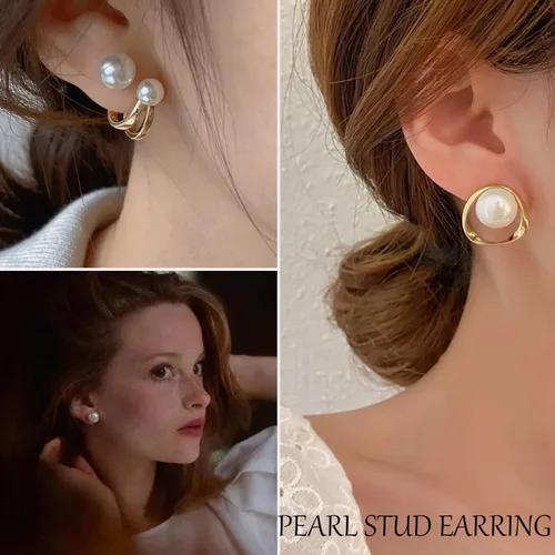 Vista 5 de 68 pares de aretes de oro para mujer, paquete múltiple, hipoalergénicos, surtidos para niñas, múltiples piercings, circonita cúbica, perla