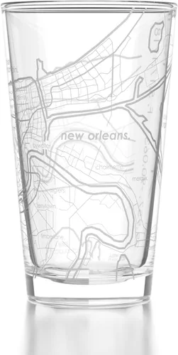 Vista 40 de Well Told Vaso de pinta grabado con mapa de Columbus Ohio, regalo de cerveza grabada (16 onzas, transparente) Pinta de mapa de la ciudad