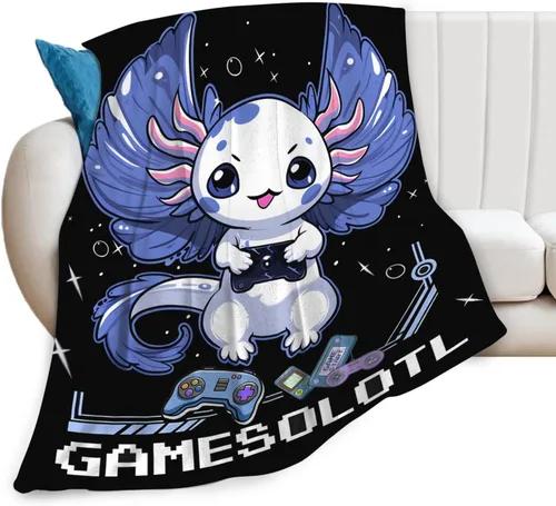 Tijuboni Axolotl Manta de Juegos para Videojuegos, Regalos de Juegos para Niñas, Niños, Mujeres, Hombres, Niños y Adultos, Manta Suave de Franela de