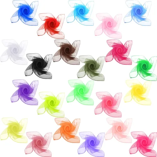 Juego de 22 bufandas de gasa retro de los años 50 para mujer, pañuelo para la cabeza, pañuelo ligero de satén con dobladillo, bufanda de cuello