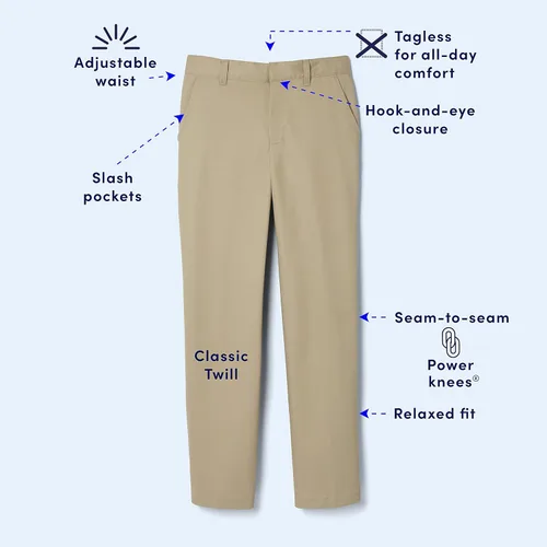 Vista 4 de French Toast Boys' Adjustable Waist Relaxed Fit Pant (Standard & Husky)