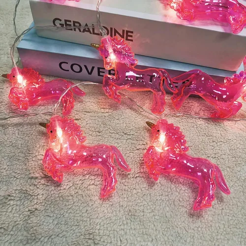 Vista 11 de Guirnalda de luces de unicornio de 5.4 ft, 10 LED, funciona con pilas, luz blanca de hada para árbol de Navidad, fiesta, dormitorio, decoración