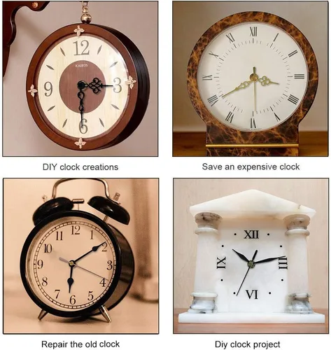 Vista 7 de EMOON Paquete de 2 mecanismos de movimiento de reloj con 4 pares de manos cortas, batería silenciosa, funciona con barrido silencioso, kit de motor