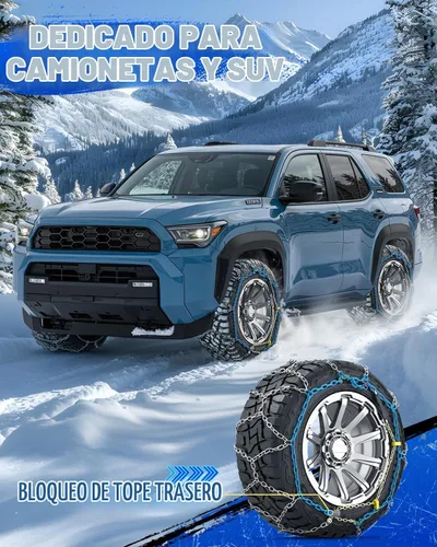 Vista 2 de Snow-Chains - Cadenas de neumáticos de fácil instalación, cadenas de nieve para neumáticos de alta resistencia de un solo tirón, para camionetas