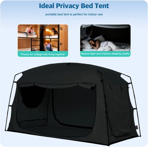 Vista 8 de Bed Tent,Portable Privacy Sleeping Bed Canopy,Blackout 90% Drapes for Kids and Adult,Indoor Space Tent with Breathable Large Mesh Windows