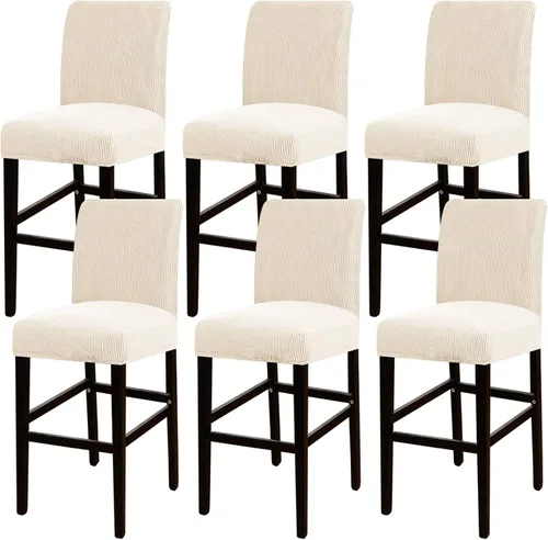 Vista 35 de Funda elástica para taburete de bar, taburete de mostrador, funda para silla de pub para comedor, cafetería, funda protectora para taburetes de bar