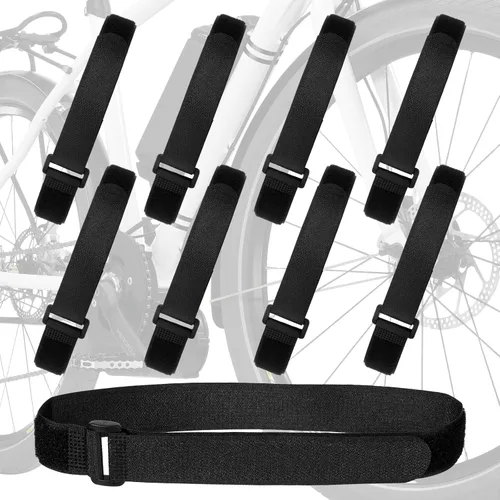 Vista 5 de Correas para portabicicletas, 8 unidades, reutilizables, ajustables, estabilizadoras de ruedas, correas de amarre para bicicleta para rack