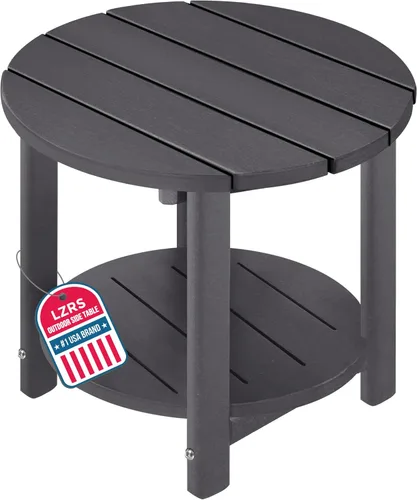 Vista 24 de LZRS Mesa Lateral Redonda Adirondack para Patio Mesa de Esquina, Mesas Laterales para Exteriores para Patio, Jardín, Piscina, Complemento