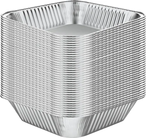 WANBAO 30 piezas de moldes desechables de papel de aluminio para hornear, cuadrados de 8" X 8" X 2" pulgadas, preparación de comida para catering,