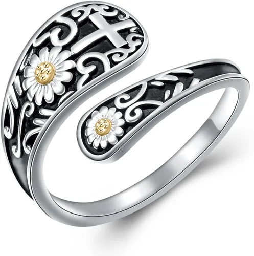 Yearace Spoon Ring for Women 925 Sterling Silver Oxidized Spoon Ring Adjustable Ring Turquoise Spoon Ring Jewelry Gifts for Women