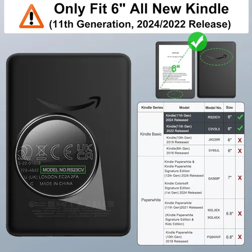 Vista 2 de MoKo Funda para Kindle de 6" (11ª generación-versión 2024/2022), carcasa ligera con encendido/apagado automático para Kindle 2024/2022 11ª