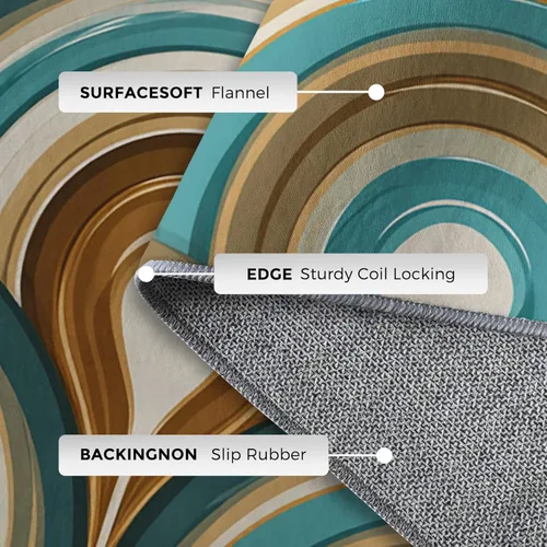 Vista 5 de 2x3 Retro Wavy Throw Rugs for Entryway, Washable Mid Century Modern Pattern Indoor Door Mat, Bedroom Kitchen Entrance, Non Slip Soft Thin, Abstract