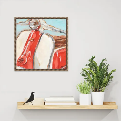 Vista 6 de Amanti Art Framed Canvas Wall Art 16x16 Retro Scooter II by Ethan Harper, Framed Wall Art Canvas, Transportation Artwork, Traditional Decor, Small