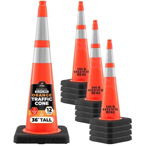 Vista 38 de Xpose Safety Conos de tráfico naranjas de 28 pulgadas con collares de 6 y 4 pulgadas, 1 paquete – Cono de seguridad de plástico PVC multiusos