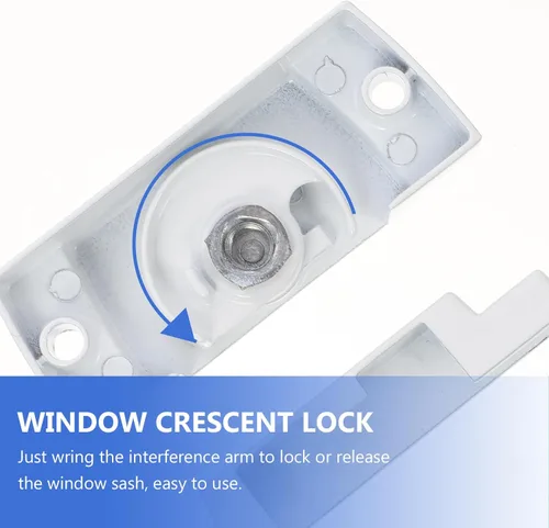 Vista 3 de COLLBATH 2 Sets White Zinc Alloy Cam Sash Locks Sliding Window Security Latches Right-Handed with Base for Home Anti-Theft Window Hardware