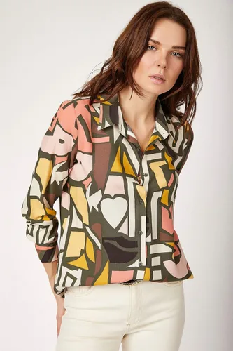 Vista 4 de Blusas para mujer, camisas informales de manga larga con botones, tallas XS a 3XL