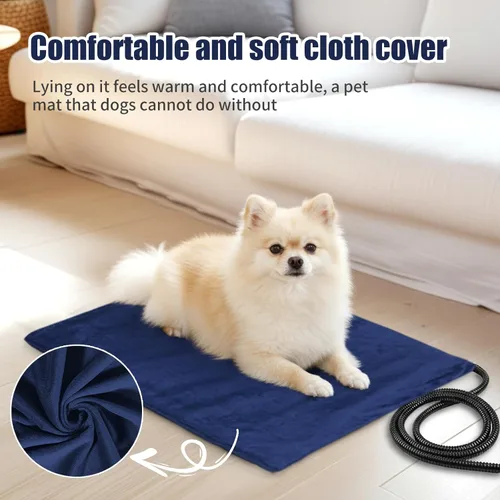 Vista 2 de Almohadilla térmica para mascotas con cable resistente a los mordedores, impermeable, para interiores, con temperatura constante y funda lavable a