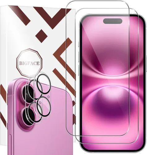 Vista 12 de BIGFACE Protector de pantalla para iPhone 11 + protectores de lente de cámara, [2 + 2 unidades] Vidrio templado transparente HD de alta calidad