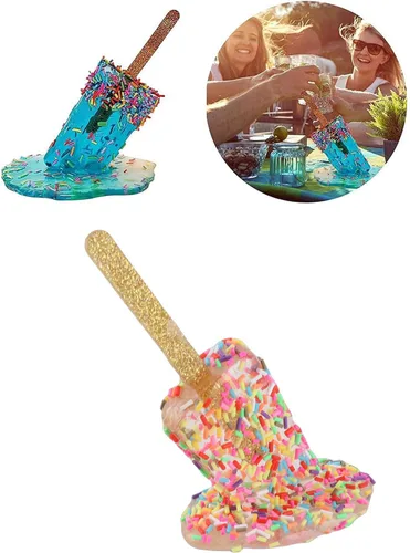 Vista 8 de TOPINCN Decoración de paletas, estatuas de helado derretido, decoración del hogar, escultura de helado (#2)