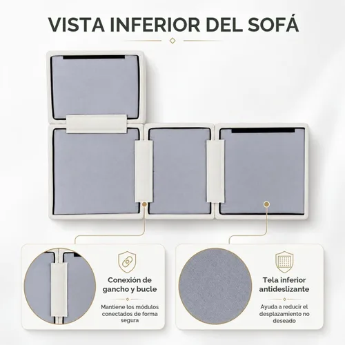 Vista 6 de Sofá seccional de nube sin hueso de 110 pulgadas para sala de estar, sofá modular en forma de L de gran tamaño con otomana, sofá seccional de 3