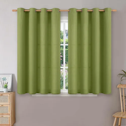 Vista 50 de BGment Cortinas de 45 pulgadas de largo, juego de 2 paneles para dormitorio, con ojales, aspecto de lino grueso, arpillera texturizada, filtrado